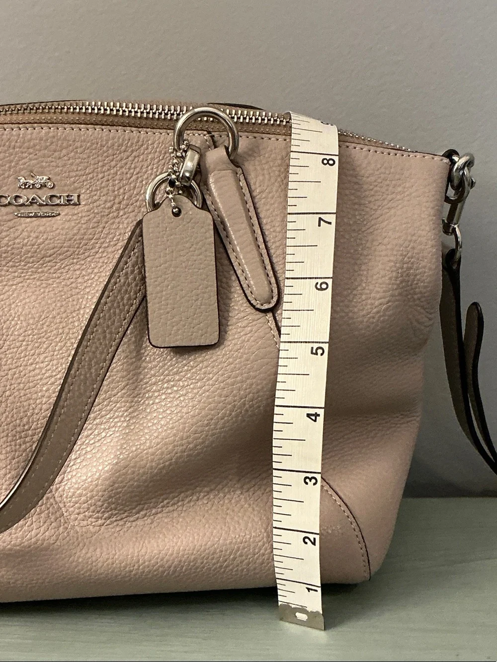 Coach F28993 Kelsey Pebbled Leather Shoulder Satchel Crossbody in Grayish Taupe - Picture 12 of 14